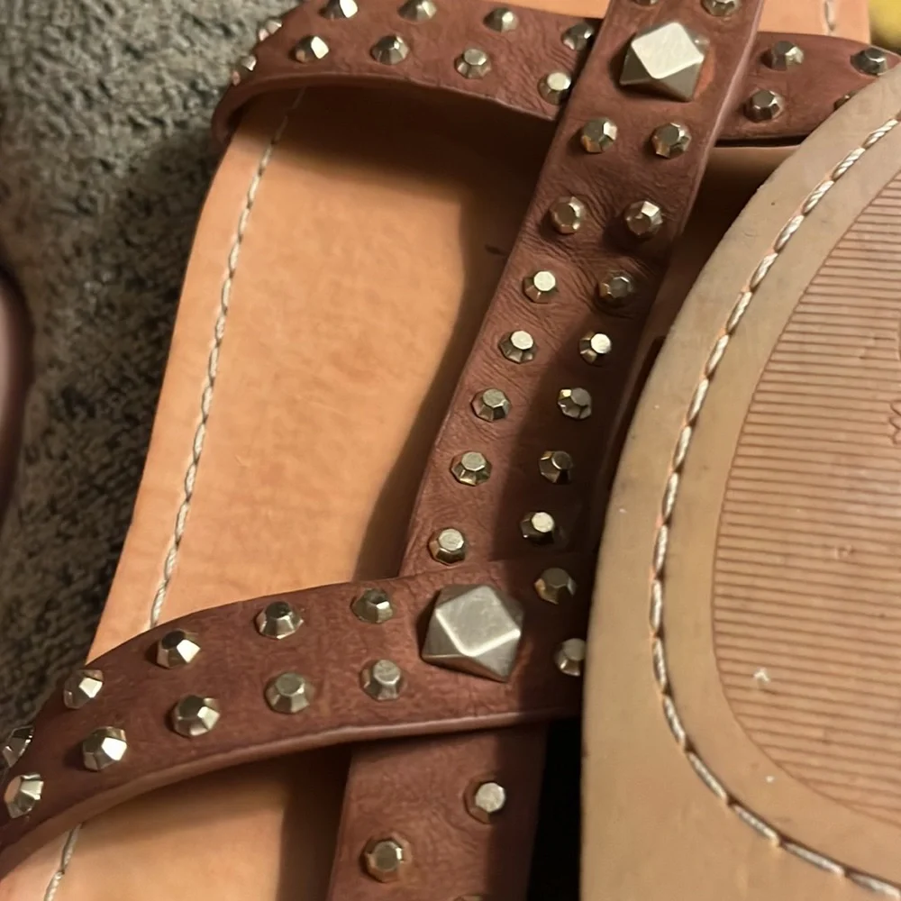 Vince Camuto Studded Brown/Tan Strappy Sandals